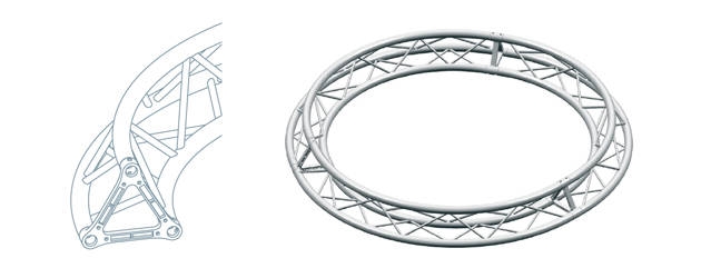 Truss 29 cm side, 3-kant, Cirkel Diam 4m