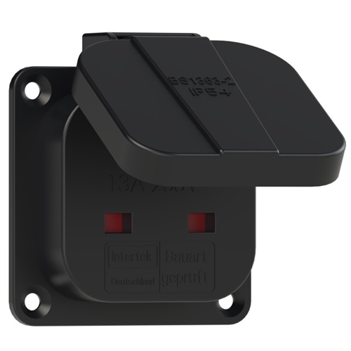 Chassis UK stik, Hun, Sort, PCE 1020-0s (64x64mm)