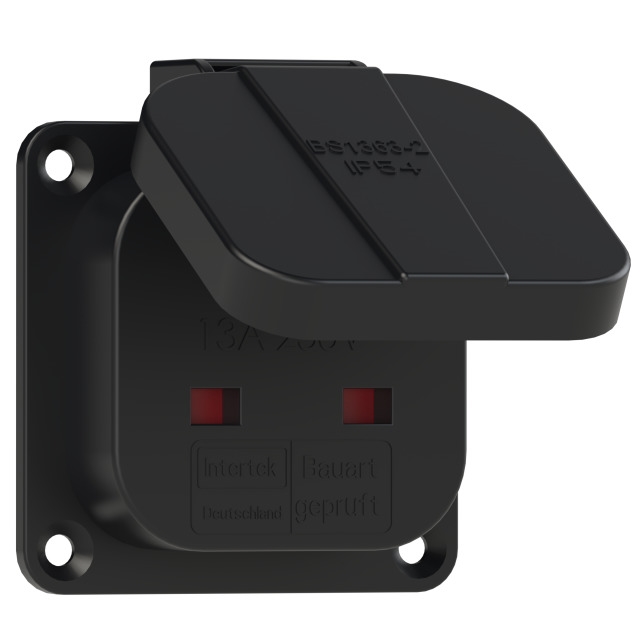 Chassis UK stik, Hun, Sort, PCE 1020-0s (64x64mm)